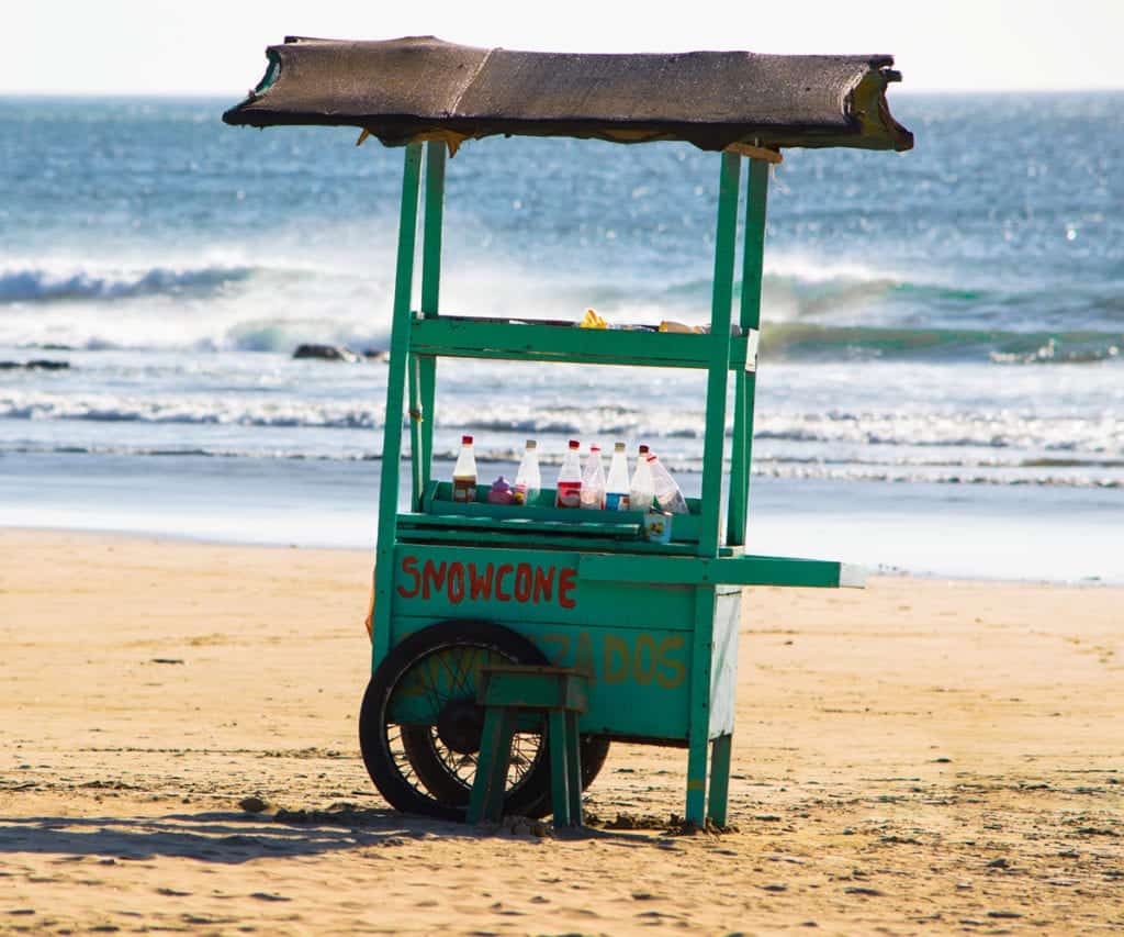 snow cone cart on beach