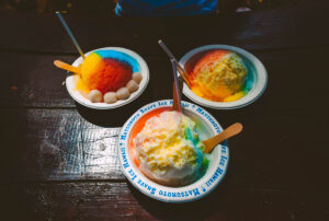 rainbow shave ice in bowls